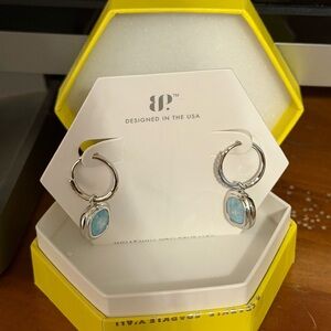 Elegant Silver Earrings with Aqua Accents